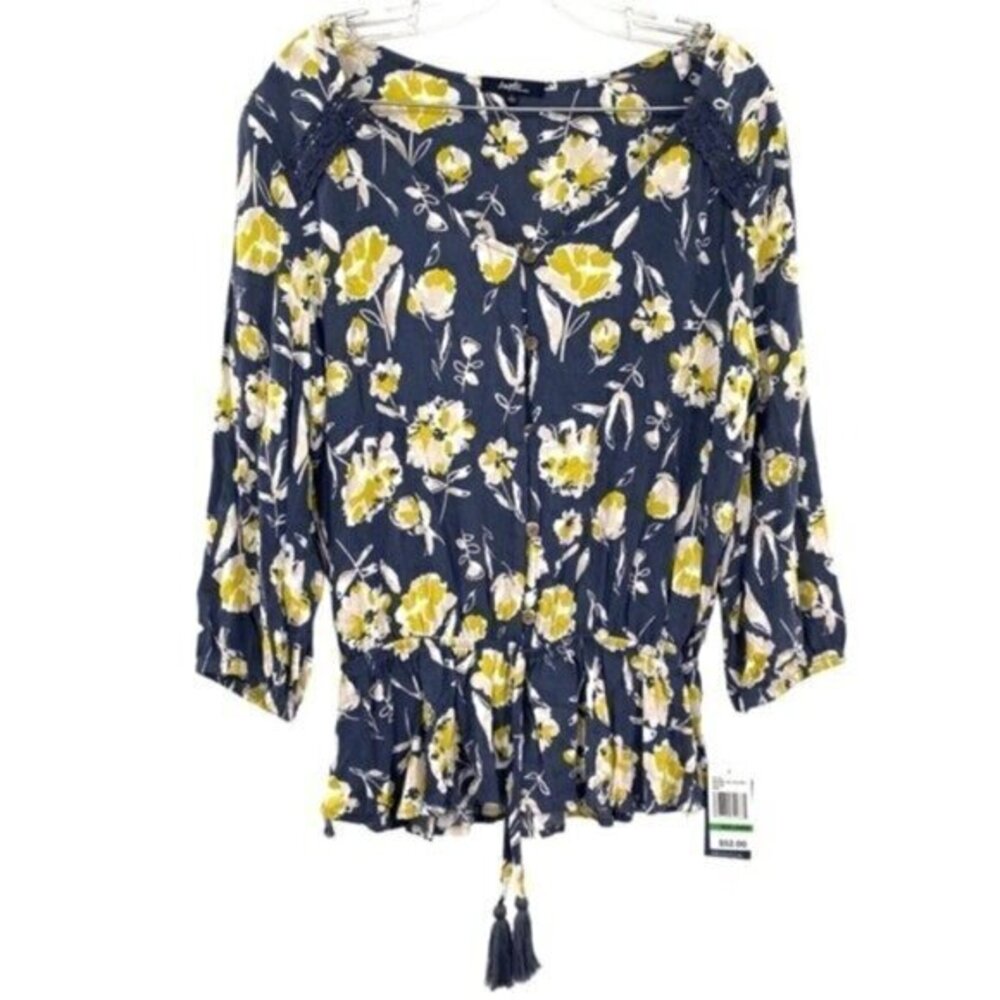 Angels Forever Young Inigo Floral Peasant Blouse Top Cottagecore Boho NWT